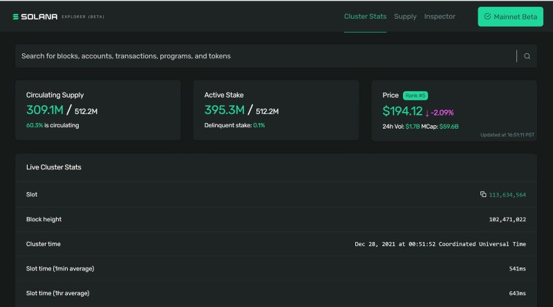 Guide to Solana Blockchain Explorer