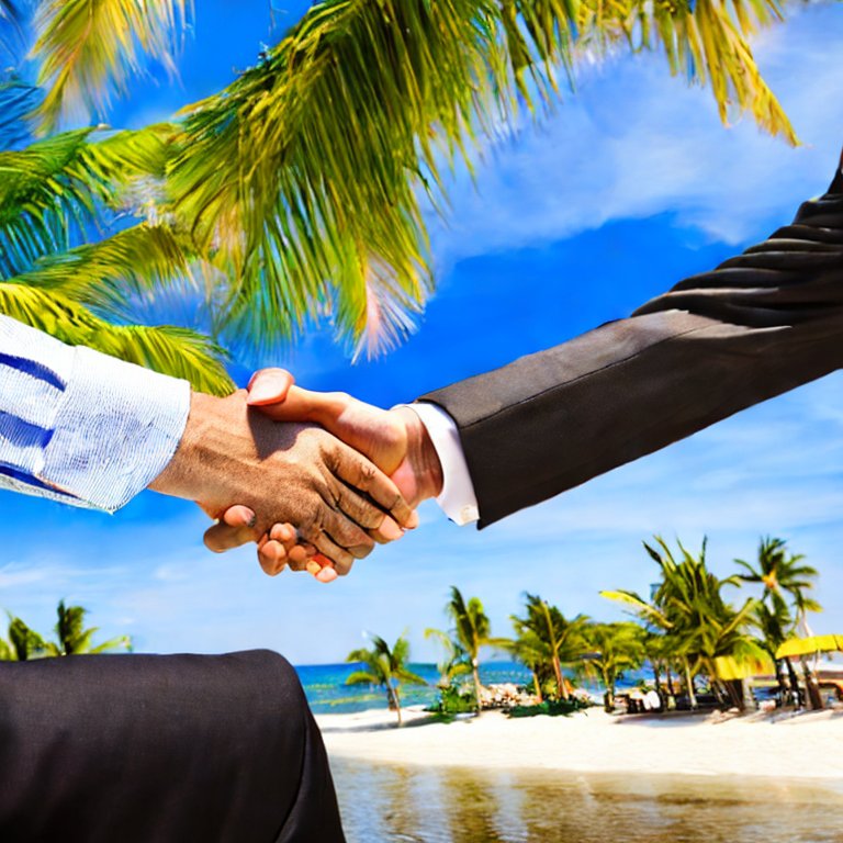 Beach Business Handshake Art by Digital Financial Market